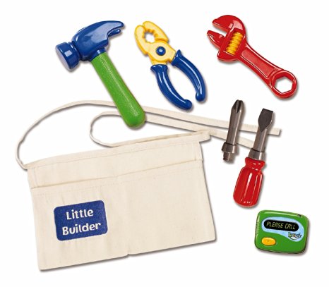 Kidoozie Little Builder Tool Belt – Includes Belt with Pockets, Pretend Hammer, Pliers, Wrench, Screwdriver With 2 Bits, And Electronic Beeper – Ages 2 And Up