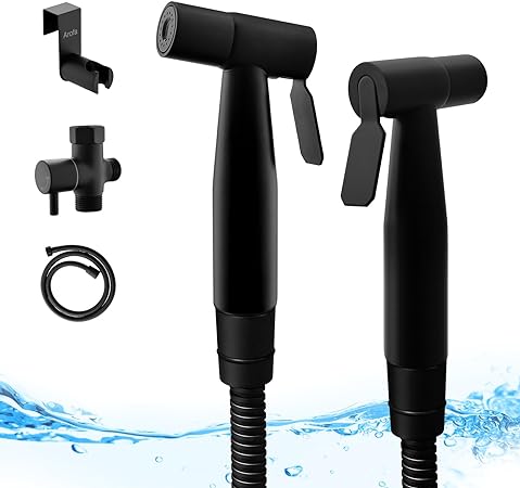 Arofa Black Bidet Sprayer for Toilet, 2 Pack Handheld Jet Sprayer Adjustable Water Pressure Muslim Shower with Bidet Hose, Bidets for Existing Toilets Cloth Diaper Spray for Baby/Feminine Wash