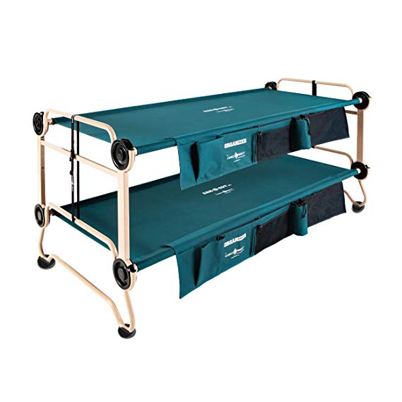 Disc-O-Bed Cam-O-Bunk Large Bunk Combo with 2 Organizers and 4 Anti Slip Footpads, Tan/Green