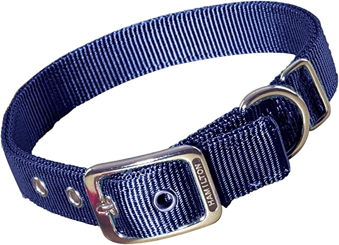 Hamilton Double Thick Nylon Deluxe Dog Collar, 1-Inch by 18-Inch, Navy Blue