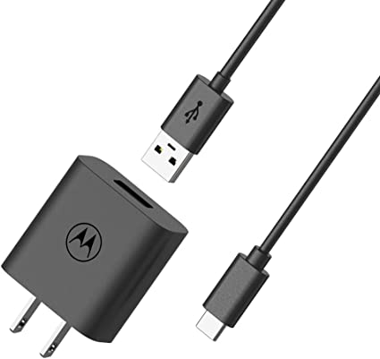 Motorola 10 Watt Rapid Charger with 3.3 ft USB-C Cable - OEM for Moto G Pure, G Play 2023/2021, G Fast 2020, G Power 2020/2021/2022, G Stylus 2020/2021/2022/5G, G-5G 2022 (Not a TurboPower Charger)