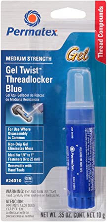 Permatex 24010 Medium Strength Threadlocker Blue Gel, 10 g Gel Twist Applicator