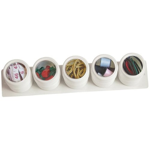 Lipper International 6405W See & Store 5-Plastic Magnetic Canisters, White