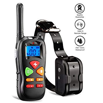 Wiscky Shock Collar for Dogs Dog Training Collar with Remote for Small Medium Large Dogs, [2018 Upgraded Version] 1800ft Waterproof Rechargeable with Beep/Vibration/Electric Shock