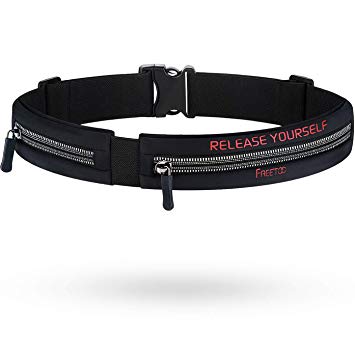 FREETOO Running Belt with 2 Pockets Large Capacity Water-Resistant & Sweat Proof, for Phones No More Than 6’’