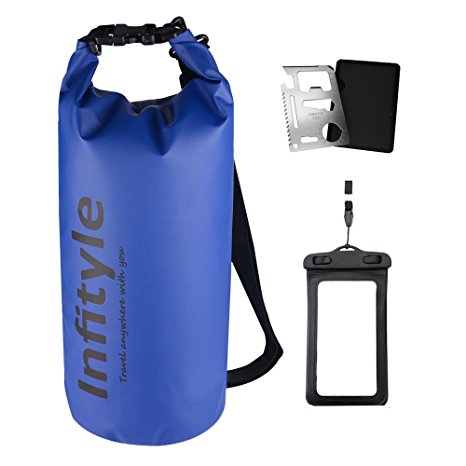 Infityle Dry Bag Sack 10L/ 20L With Waterproof Phone Case, 600D Floating Gear Backpacks For Boating, Kayaking, Fishing, Rafting, Swimming And Camping