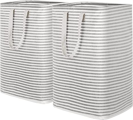 Lifewit 2 Pack 72L Collapsible Washing Laundry Basket Hamper, Dirty Clothes Basket Laundry Bin With Extended Handles For Storage Clothes Toys In Bedroom Bathroom, Grey