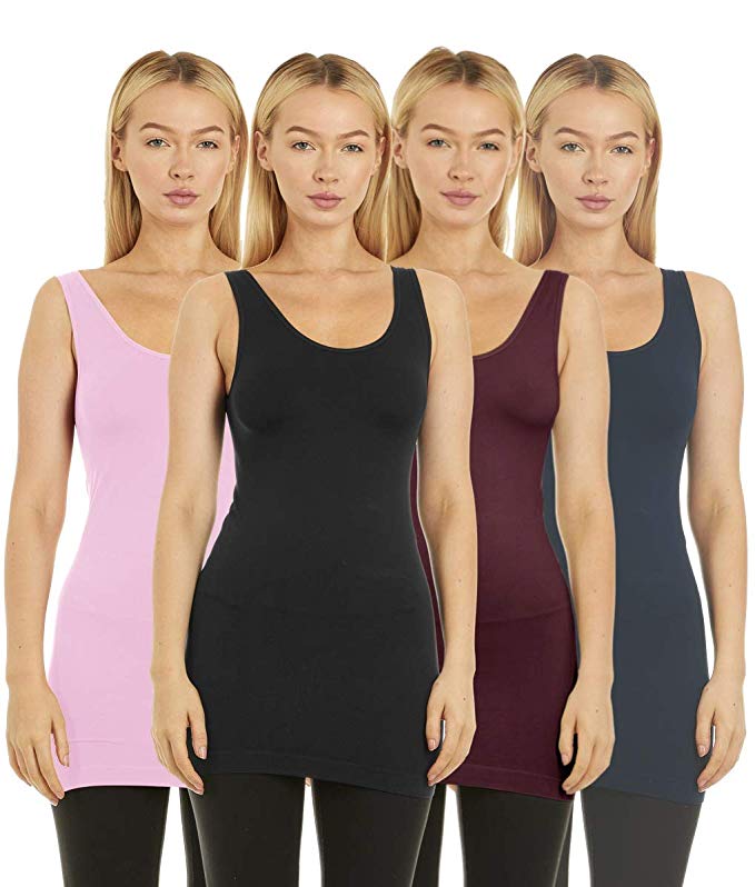 Unique Styles Layering Tank Tops for Women 4 Pack Camisole Regular and Plus Size