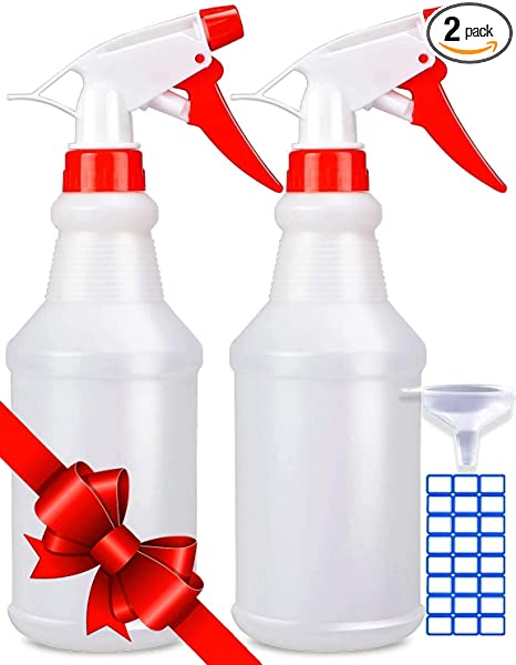 Empty Spray Bottles (16oz/2Pack) - Adjustable Spray Bottles for Cleaning Solutions - No Leak and Clog - HDPE spray bottle For Plants, Pet, Bleach Spray, Vinegar, BBQ, and Rubbing Alcohol.