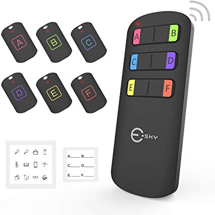 Esky Key Finder, Wireless Key Finders with 6 Receivers RF Item Locator, Item Tracker Support Remote Control, Pet Tracker, Wallet Tracker, Good Idea for Find your Lost Items