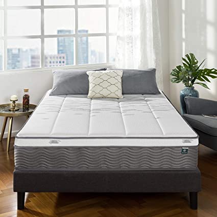 Zinus iCoil Pocket Spring   Memory Foam King Mattress 34cm Box Top | Strong Coils, 4 Layers Foam - Med Soft