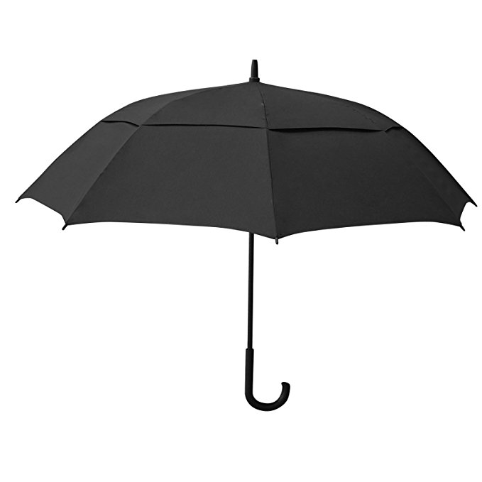 Becko Auto Open Long Umbrella Durable and Strong Enough for the Fierce Wind and Heavy Rain, Classic Style Unisex Rain Umbrella - Black