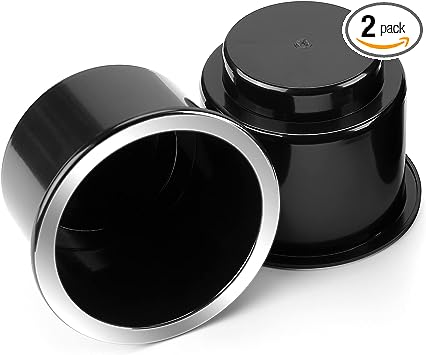 JoyTutus Cup Holder Insert 2pcs for RV Boat Car Couch Golf Cart, Elegant Chrome, Large Plastic Universal Drop in Cup Holder for Pontoon Table Sofa