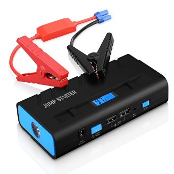 [Compact Design] VicTec Car Jump Starter Jumper and Portable Charger Power Bank Booster with 500A Peak Current, 13600mAh Capacity, Advanced Safety Protection and Built-in LED Flashlight - Black