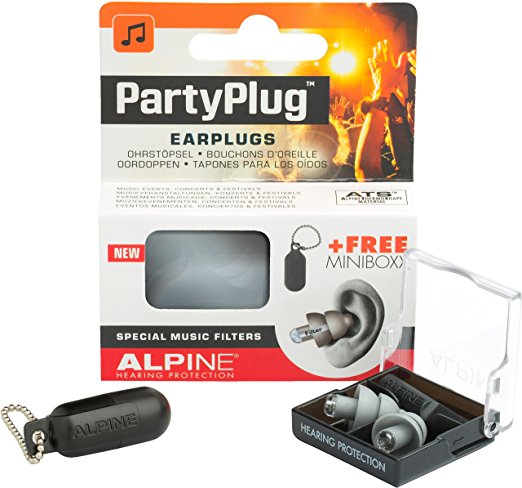 Alpine PartyPlug Ear Plugs for Loud Music Environments, Gray