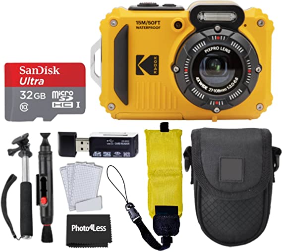 Kodak PIXPRO WPZ2 Digital Camera   SanDisk Ultra 32GB microSDHC UHS-I Card   Black Point & Shoot Case   Floating Wrist Strap for Underwater/Waterproof Cameras   Accessories