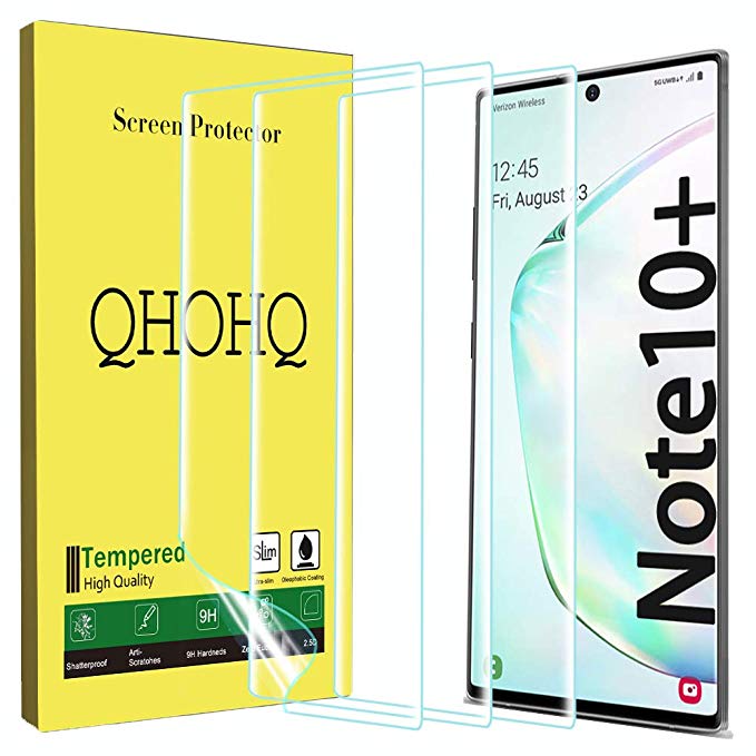 [3 Pack] QHOHQ Screen Protector for Samsung Galaxy Note 10 Plus/Note 10  5G, Soft TPU 3D Full Coverage HD Clear Flexible Film