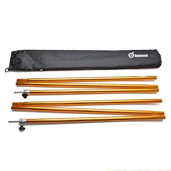 Odoland Adjustable Tarp Poles, Telescoping Aluminum Tarp and Tent Poles, Collapsible Lightweight Poles for Camping, Backpacking, Hammocks, Shelters, and Awnings