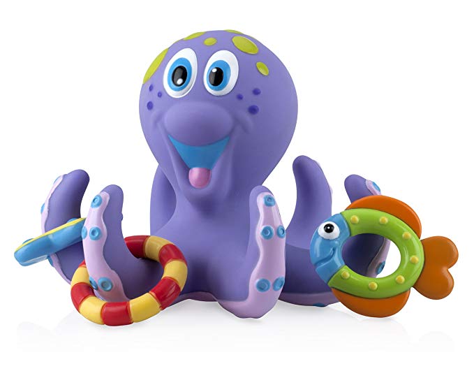 Nuby Bath Time Toss (Octopus Floating Bath Toy), Purple