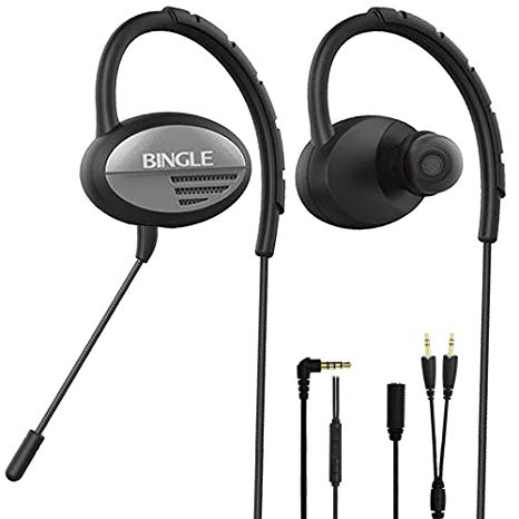 DLAND Sports Headphones Wired,Noise Cancelling Earhook Earbuds,Gaming Earphones with Detachable Microphone for PS4,Xbox,Laptop Computer, Cellphone.Inline Controls for Hands-Free Calling.
