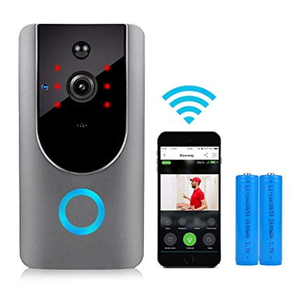 Video Doorbell， WiFi Smart Doorbell with Security Camera 720 HD & PIR Motion Detection for Home, Compatible with Smartphone iOS Android, Silver