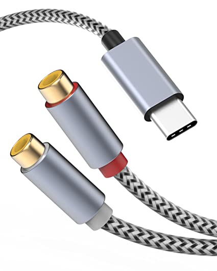 IUKUS USB C to RCA Audio Cable, USB Type C to 2 RCA Female Y Splitter Cord 【3FT&Nylon】 2 Female RCA to USB-C Adapter Cable Compatible with Google Pixel 5/4/3/2XL Pad Pro 2020 MacBook Moto Z