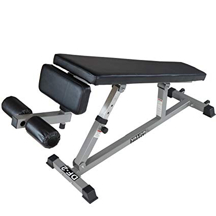 Valor Fitness DF-2 Decline/Flat Bench for Weightlifting and Ab Crunches – 5 Adjustments