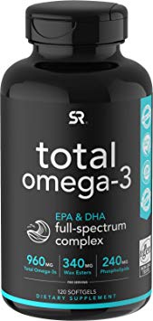 Total Omega-3 Fish Oil with Highest Levels of Naturally Occurring EPA & DHA (960mg)   Astaxanthin, Phospholipids & Wax Esters for Better Absorption | Non-GMO Verified, 120 Marine Softgels