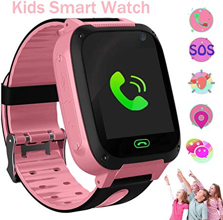 Kids Smart Watch Phone with LBS Flashlight Touch Screen Anti-lost Alarm Smart Watches for Kids Outdoor Activities Toys Birthday Gift(Pink)