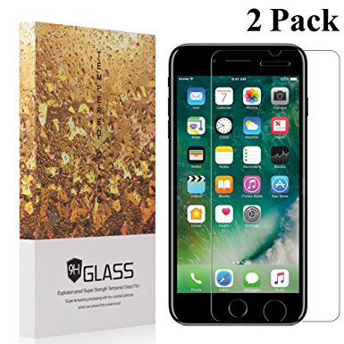 iPhone 7 Plus Screen Protector,[2 Pack] YMAKSI 9H Hardness, Anti-Scratch, Anti-Fingerprint Anti-Fingerprint Tempered Glass, Lifetime Replacement Warranty