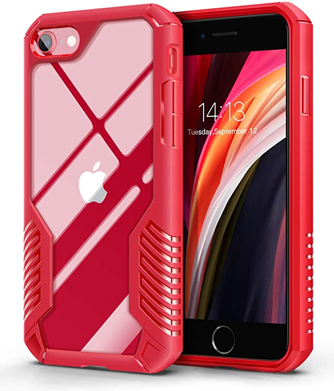 MOBOSI iPhone SE 2020 Case/iPhone 8 Case/iPhone 7 Case, Heavy Duty Military Grade Shockproof Drop Protection Cover for iPhone SE2/8/7 4.7 Inch 2020 (Red)