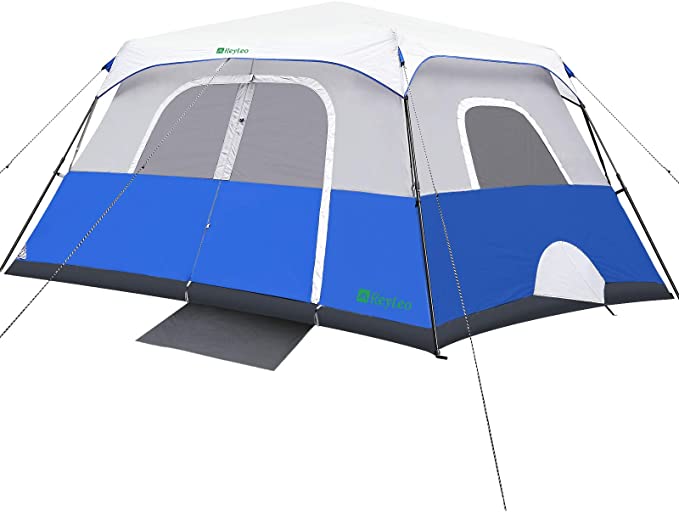 REYLEO Camping Tent, 6/8/10 Person Instant Cabin Tent, Easy Setup in 60 Seconds, Weatherproof Family Tent for Camping, Outdoors & Travel, with Ventilated Windows
