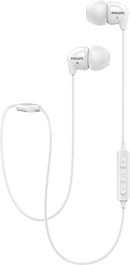 Philips UpBeat SHB3595 Wireless Headphones, with up to 6 Hours of Playtime, in-line Mic - White