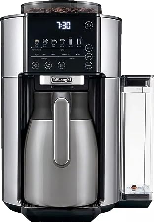 De'Longhi TrueBrew Drip Coffee Maker, Built in Grinder, Single Serve, 8 oz to 24 oz with 40 oz Carafe, Hot or Iced Coffee, Stainless,CAM51035M