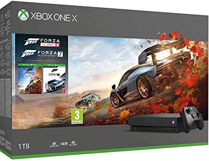 Microsoft Xbox One X Forza Horizon 4 Bonus Bundle: Forza Horizon 4, Forza Motorsport 7, Xbox One X 1TB Console - Black - Xbox One