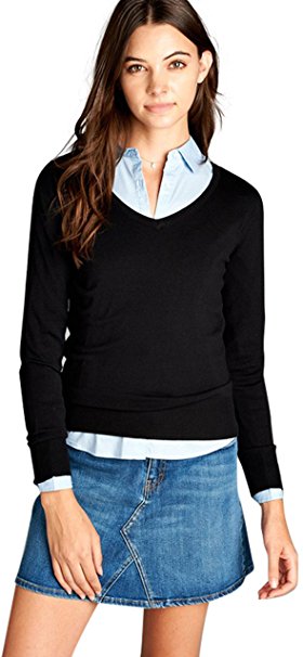 ToBeInStyle Women's Classic Long Sleeve V-Neck Pullover Sweater