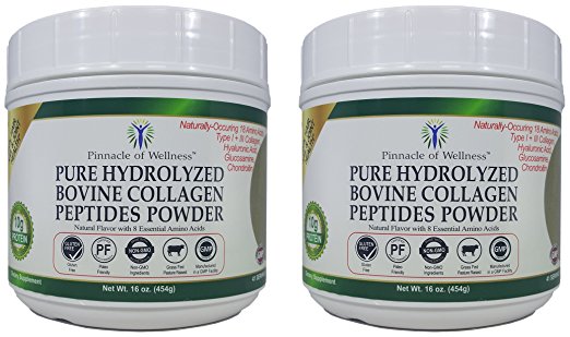 Pinnacle of Wellness Pure Hydrolyzed Bovine Collagen Peptides Powder - Natural Flavor - 41 Servings 16.0oz (454g)
