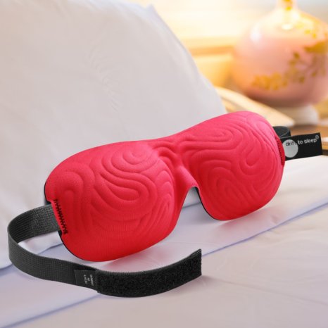 Sleep Mask Luxury Embossed Red or Pink for Women Drift to Sleep Contoured & Comfortable US Patented Eye Mask Ideal for Students, Shift Work ,Travel, Yoga and Meditation Enjoy Restful Sleep NOW! (Red)