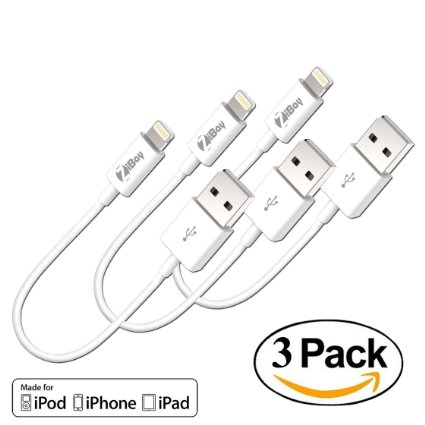 Short iPhone Cables ZiBay 3-PACK Short USB Data Cord 7 Inches for iPhone 6s  6s plus iPhone 6  6 Plus iPhones 5 5s iPad Minis iPad Airs iPod Touch iPods 3-PACK