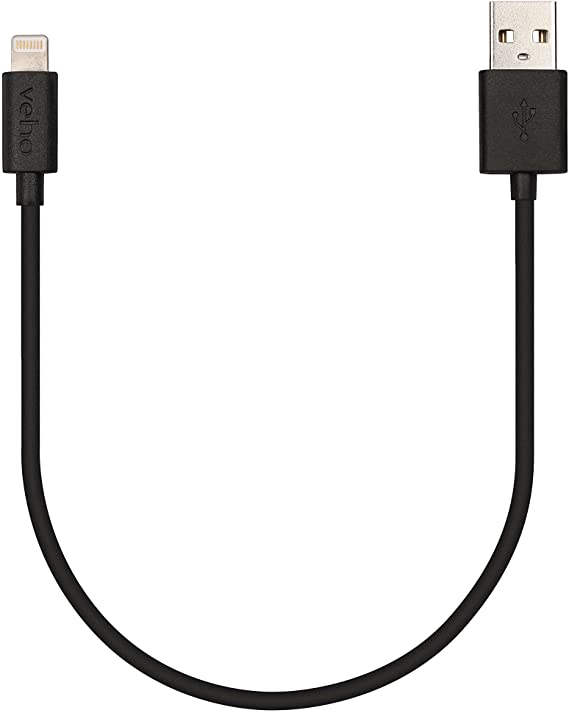 Veho Pebble Apple Certified MFi Lightning To USB Cable | 0.2 Metre/0.7 Feet | Charge and Sync | Data Transfer - Black (VPP-601-20CM) VPP-601-20CM