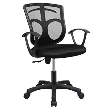 Yaheetech Mid-Back Mesh Office Chair Swivel Ergonomic/Executive/Computer/Task Chair with Lumbar Support Arms & Clothes Hanger