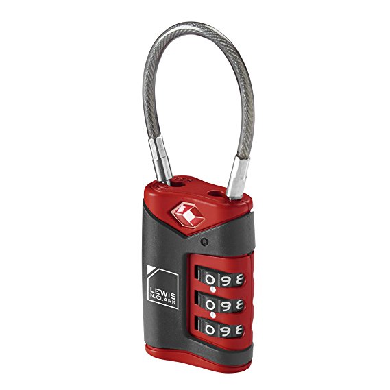 Lewis N. Clark TSA-Approved Easy-to-Set Combination Luggage Lock With Steel Cable