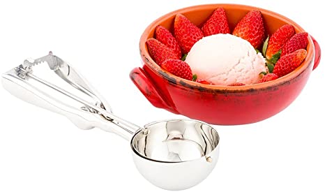 #10 (3 oz) Ice Cream Scoop, Cookie Scoop, Portion Control Scoop - Squeeze Handle for Food Release - Stainless Steel - Met Lux - 1ct Box - Restaurantware