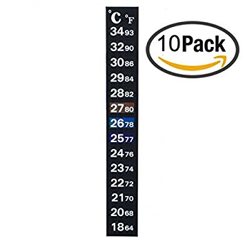 SUKRAGRAHA Traditional Stick-on Digital Temperature Thermometer Strip Degree Celsius and Fahrenheit System Display 10 pc Black