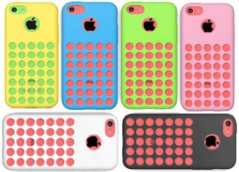 Iphone 5c CasePack 6pcs Holes Design Silicone Rubber Soft Protective Case Cover For Apple Iphone 5c Black White Blue Pink Yellow Green
