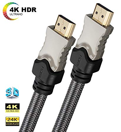 4K HDMI Cable/HDMI Cord 25ft - Ready HDMI 2.0(4K@60Hz 4:4:4) - High Speed 4K,3D,2160P,1080P - 26AWG Braided Cable - Ethernet/CEC/ARC/HDCP 2.2/CL3 for UHD TV,Blu-ray Player,Xbox,PS4/3,PC,Apple TV
