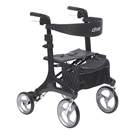 Drive Medical Nitro Elite CF Carbon Fiber Walker Rollator, Black