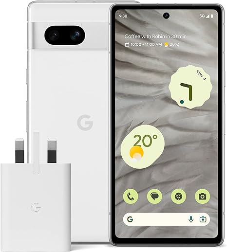 Google Pixel 7a and Pixel 30W Charger Bundle – Unlocked Android 5G Smartphone with Wide-Angle Lens and 24-Hour Battery - Snow (Amazon Exclusive)