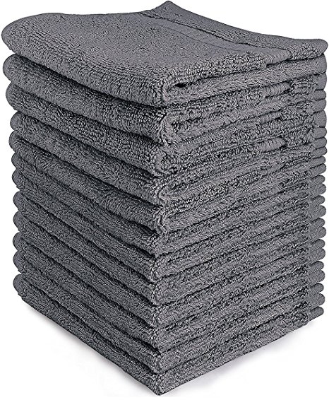 Alurri Washcloth Towel Set, 12-Pack, 100% Extra Soft Cotton, Highly Absorbent, Machine Washable, 13" x 13" Inch Mini Multi-purpose Towels, Ideal for Gym, Spa, Face Cleansing or General House Cleaning