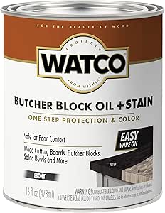 Watco 359023 Butcher Block Oil   Stain, 16 oz, Ebony